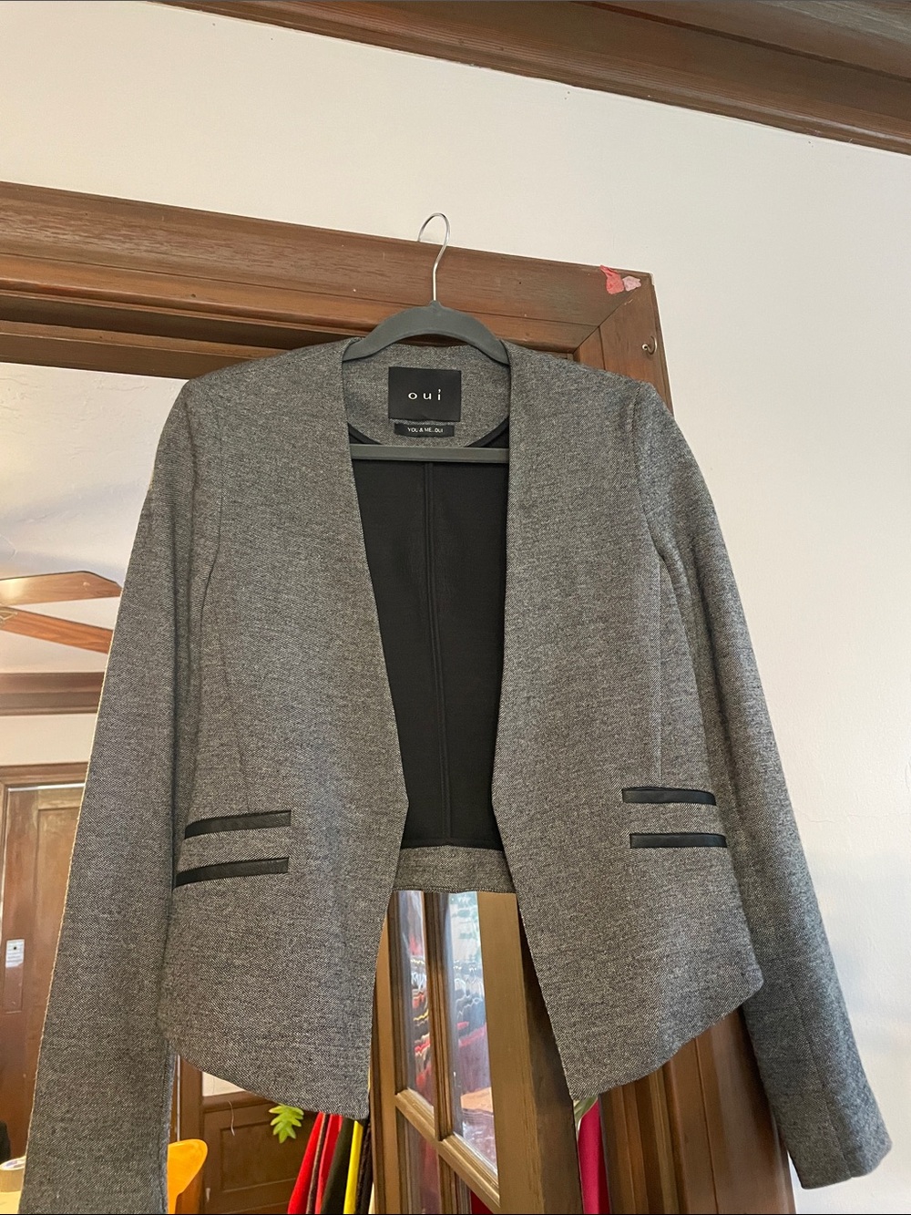 Oui Women's Grey Open-Front Tailored Blazer